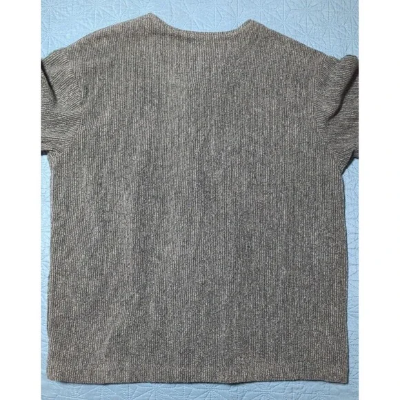 Greenbrand Recycled Cover Up Sweater Unique Brass Bear Buttons Yarn Womens Sz L - Picture 8 of 9